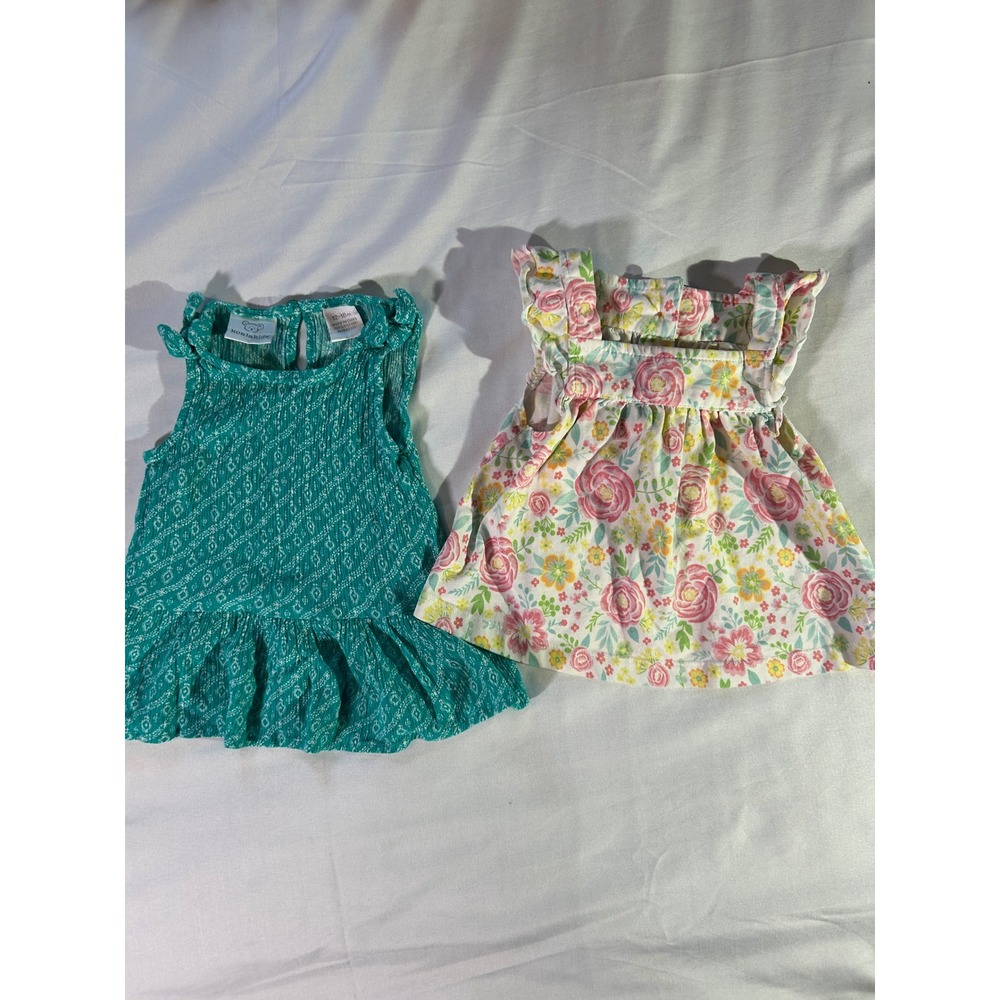 Koala Kids & RuffleButts Baby Girl Tops Lot 12-18M Teal Geometric Floral Peplum